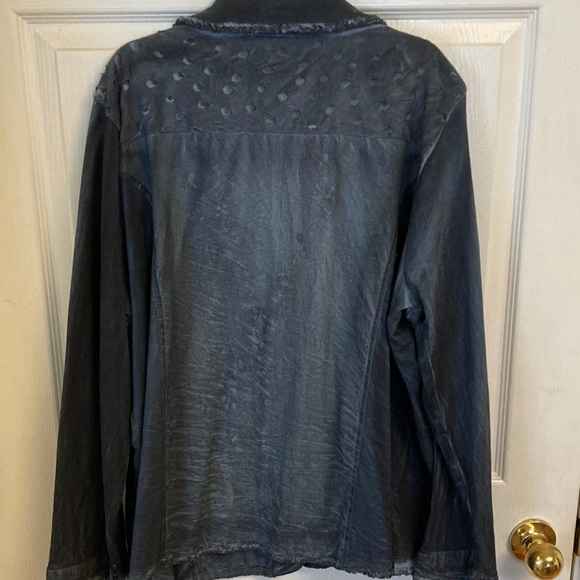 Parsley & Sage Midnight /Charcoal Roses Button-Up Jacket - Picture 9 of 12